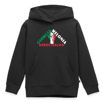 Georgia Meloni Héros italien - Sweat Premium à capuche enfant bio - noir - Devant - AI Model Kid Male (0cm)