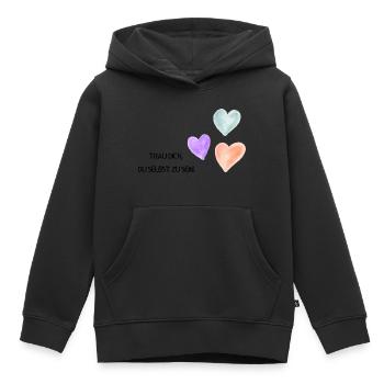eunde - Sweat Premium à capuche enfant bio - noir - Devant - AI Model Kid Male (0cm)