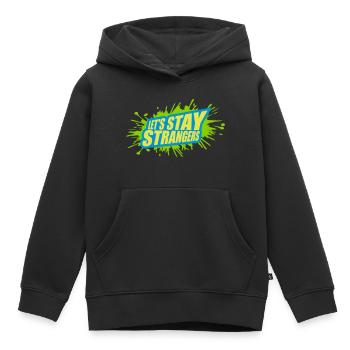 Citation Restons Strangers - Sweat Premium à capuche enfant bio - noir - Devant - AI Model Kid Male (0cm)