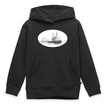 Remorqueur de mer avec remorque - Sweat Premium à capuche enfant bio - noir - Devant - AI Model Kid Male (0cm)
