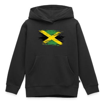 Jamaika Flagge used - Kinder Premium Organic Hoodie - Schwarz - Vorne - AI Model Kid Male (0cm)