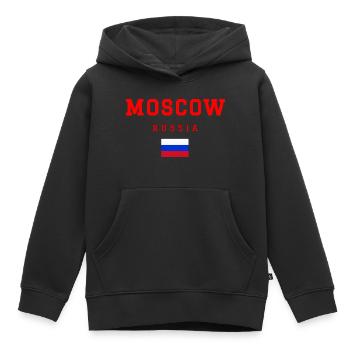 Moscou, Russie - Sweat Premium à capuche enfant bio - noir - Devant - AI Model Kid Male (0cm)