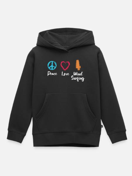 Frieden Liebe Windsurfen - Kinder Premium Organic Hoodie - Schwarz