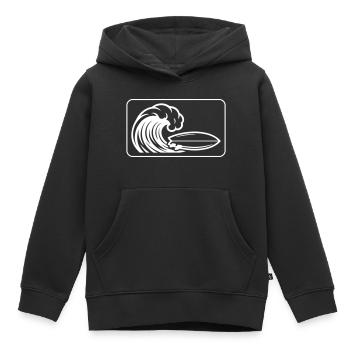 Planche de surf Wave - Sweat Premium à capuche enfant bio - noir - Devant - AI Model Kid Male (0cm)