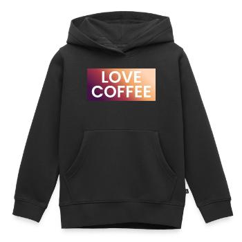 Kaffee Liebe im Farbverlauf - Kinder Premium Organic Hoodie - Schwarz - Vorne - AI Model Kid Male (0cm)