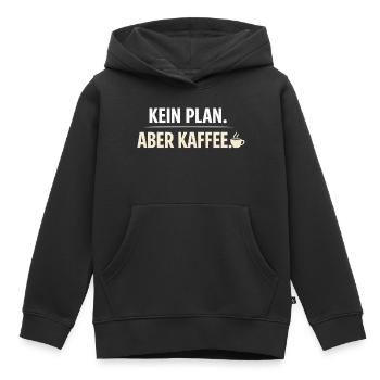 No plan but coffee - Kids Premium Organic Hoodie - black - Front - AI Model Kid Male (0cm)