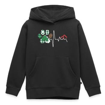 Kleeblatt Rhythmus Herzschlag - Kinder Premium Organic Hoodie - Schwarz - Vorne - AI Model Kid Male (0cm)