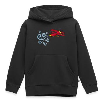 Avion vintage - Sweat Premium à capuche enfant bio - noir - Devant - AI Model Kid Male (0cm)