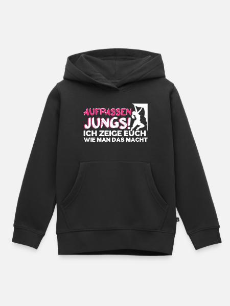 Bouldern Mädchen Boulderin - Kinder Premium Organic Hoodie - Schwarz