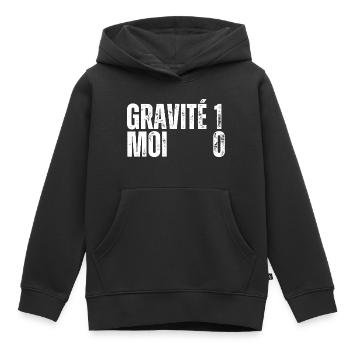 GRAVITÉ 1 MOI 0 Pied Casser Bras Cassé Jambe Casse - Sweat Premium à capuche enfant bio - noir - Devant - AI Model Kid Male (0cm)