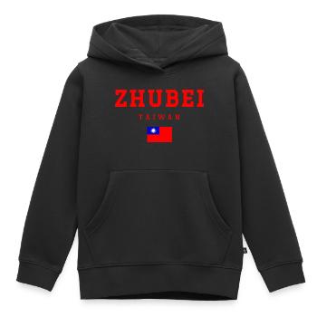 Zhubei, Taïwan - Sweat Premium à capuche enfant bio - noir - Devant - AI Model Kid Male (0cm)