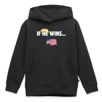 S’IL GAGNE... ÉLECTION AMÉRICAINE 2024  - Sweat Premium à capuche enfant bio - noir - Devant - AI Model Kid Male (0cm)