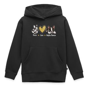 Peace Love Boston Terrier Maman Rétro de Chien - Sweat Premium à capuche enfant bio - noir - Devant - AI Model Kid Male (0cm)