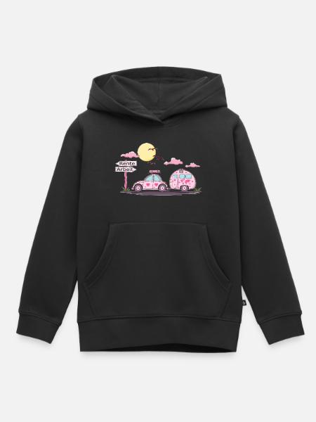 Auto mit Anhänger Rente Schild - Kinder Premium Organic Hoodie - Schwarz