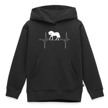 Herzschlag Herzfrequenz Pferde - Kinder Premium Organic Hoodie - Schwarz - Vorne - AI Model Kid Male (0cm)