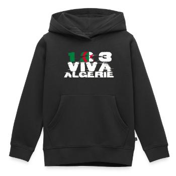 Un Deux Trois Vive l'Algérie - Sweat Premium à capuche enfant bio - noir - Devant - AI Model Kid Male (0cm)