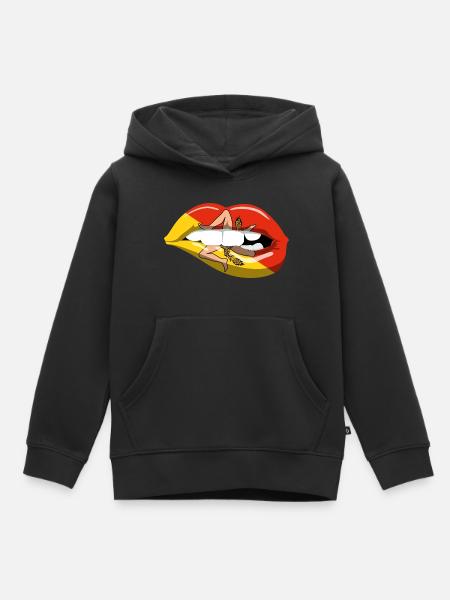 Sicile Drapeau lèvres Italie Trinacria Italia - Sweat Premium à capuche enfant bio - noir