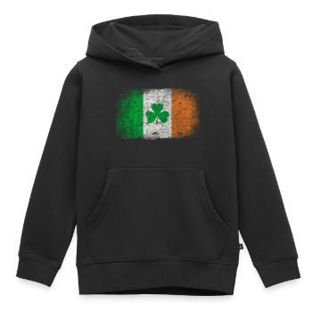 Irlande drapeau trèfle vintage - Sweat Premium à capuche enfant bio - noir - Devant - AI Model Kid Male (0cm)