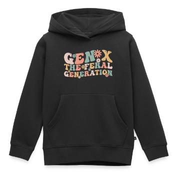 Gen X The Feral Generation Funny Generation X - Kids Premium Organic Hoodie - black - Front - AI Model Kid Male (0cm)