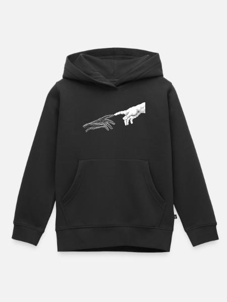 Fraktale Hände greifen - Kinder Premium Organic Hoodie - Schwarz