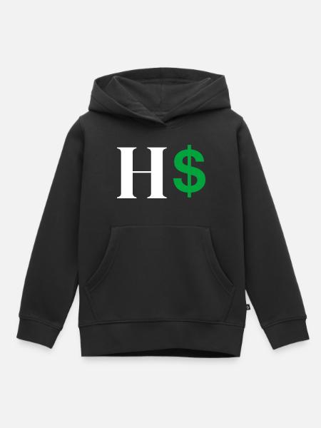 Buchstabe h Dollar - Kinder Premium Organic Hoodie - Schwarz