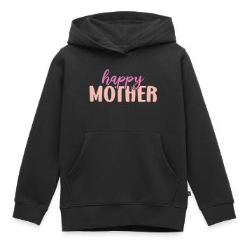 Mère heureuse - Sweat Premium à capuche enfant bio - noir - Devant - AI Model Kid Male (0cm)