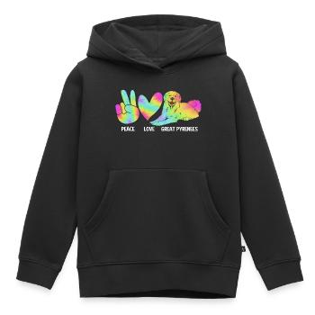 Chien des Pyrénées - Sweat Premium à capuche enfant bio - noir - Devant - AI Model Kid Male (0cm)