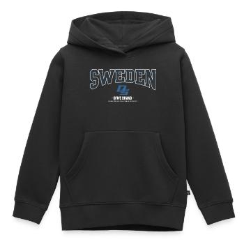 Sweden Streetwear Crest Blue Pattern - Kids Premium Organic Hoodie - black - Front - AI Model Kid Male (0cm)