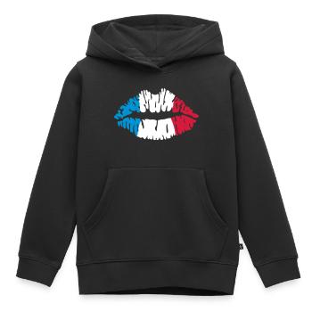 France - Sweat Premium à capuche enfant bio - noir - Devant - AI Model Kid Male (0cm)