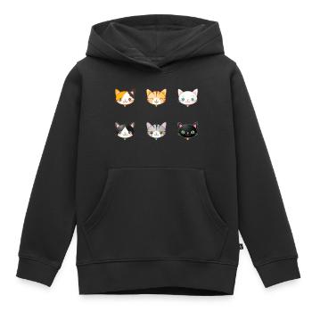 chats - Sweat Premium à capuche enfant bio - noir - Devant - AI Model Kid Male (0cm)