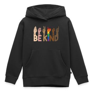 Be Kind LGBT Regenbogen - Kinder Premium Organic Hoodie - Schwarz - Vorne - AI Model Kid Male (0cm)