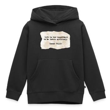 Oscar wild quote - Sweat Premium à capuche enfant bio - noir - Devant - AI Model Kid Male (0cm)