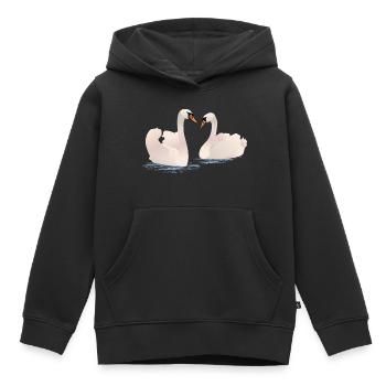 Cygnes - Sweat Premium à capuche enfant bio - noir - Devant - AI Model Kid Male (0cm)