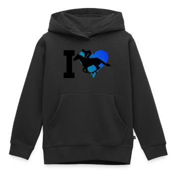 Concours de saut d'obstacles équestre pour dames - Sweat Premium à capuche enfant bio - noir - Devant - AI Model Kid Male (0cm)