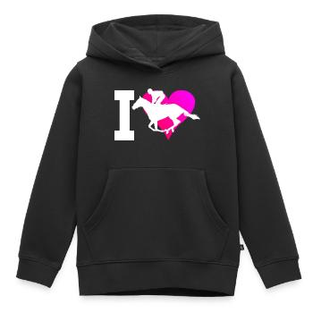 Équitation Équitation Équitation Hunting Dressour - Sweat Premium à capuche enfant bio - noir - Devant - AI Model Kid Male (0cm)