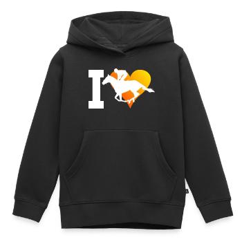 Équitation Saut d'obstacles Équitation Équitation Équitation - Sweat Premium à capuche enfant bio - noir - Devant - AI Model Kid Male (0cm)