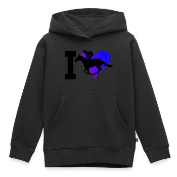 Équitation Course Équitation Saut d'obstacles - Sweat Premium à capuche enfant bio - noir - Devant - AI Model Kid Male (0cm)