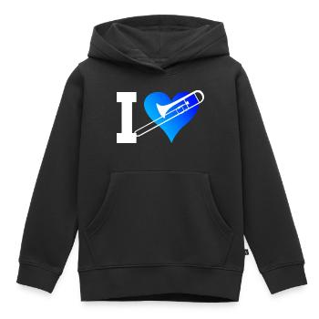 Trombonistes Brass Instrument Brass Band - Sweat Premium à capuche enfant bio - noir - Devant - AI Model Kid Male (0cm)