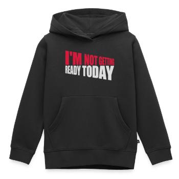 ne pas se préparer aujourd’hui - Sweat Premium à capuche enfant bio - noir - Devant - AI Model Kid Male (0cm)