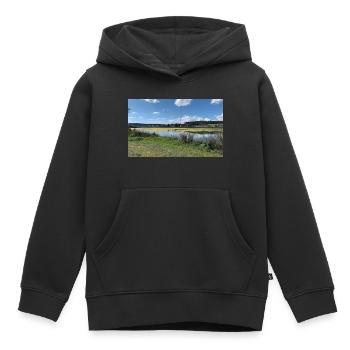 La nature sur l’eau - Sweat Premium à capuche enfant bio - noir - Devant - AI Model Kid Male (0cm)