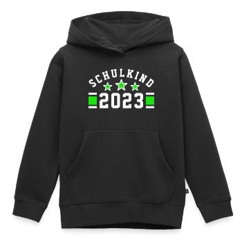 SCHULKIND 2023 - EINSCHULUNG - ERSTER SCHULTAG - Kinder Premium Organic Hoodie - Schwarz - Vorne - AI Model Kid Male (0cm)