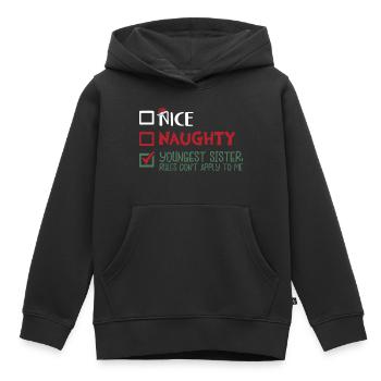 Christmas Sister Nice Naughty Youngest Sister - Kids Premium Organic Hoodie - black - Front - AI Model Kid Male (0cm)