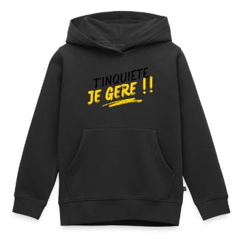 Keine Sorge, ich werde mich darum kümmern!! - Kinder Premium Organic Hoodie - Schwarz - Vorne - AI Model Kid Male (0cm)