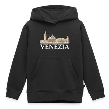 Sensation Venezia - Sweat Premium à capuche enfant bio - noir - Devant - AI Model Kid Male (0cm)