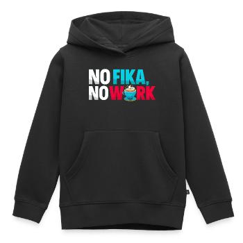 No Fika No Work - Swedish Coffee Break Typography - Kids Premium Organic Hoodie - black - Front - AI Model Kid Male (0cm)