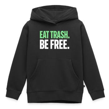 Eat Trash Be Free Spruch Fast Food Humor - Kinder Premium Organic Hoodie - Schwarz - Vorne - AI Model Kid Male (0cm)