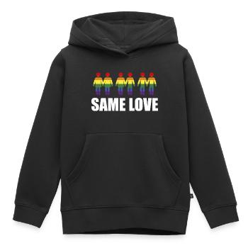 Same Love Arc-en-ciel drapeau homo LGBT - Sweat Premium à capuche enfant bio - noir - Devant - AI Model Kid Male (0cm)