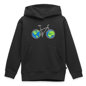 Cycle the world bike trip bicycle globe - Kids Premium Organic Hoodie - black - Front - AI Model Kid Male (0cm)