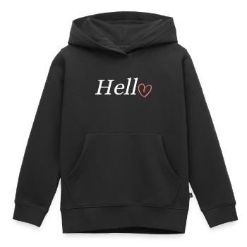 Hello - Kinder Premium Organic Hoodie - Schwarz - Vorne - AI Model Kid Male (0cm)