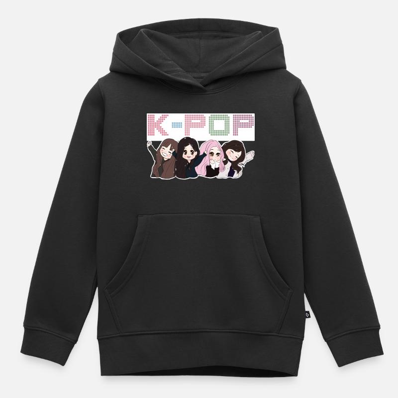 K-pop. - Sweat Premium à capuche enfant bio - noir